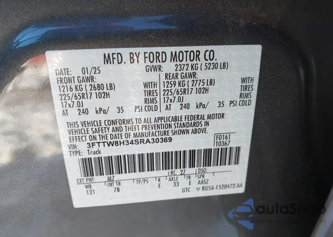 2025 Ford Maverick Xlt from USA, damaged, VIN 3FTTW8H34SRA30369